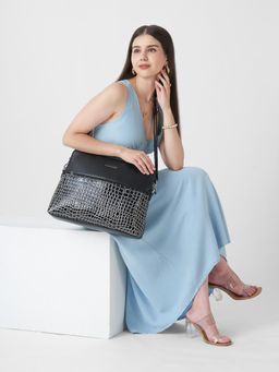 Caprese - Lily Women 15.6 Inch Croc-Embossed Laptop Bag with Detachable Strap