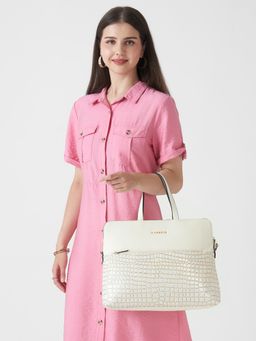 Caprese - Lily Women 15.6 Inch Croc-Embossed Laptop Bag with Detachable Strap