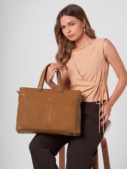 Caprese - Quinn Women 15.6 Inch Solid Laptop Bag with Detachable Strap