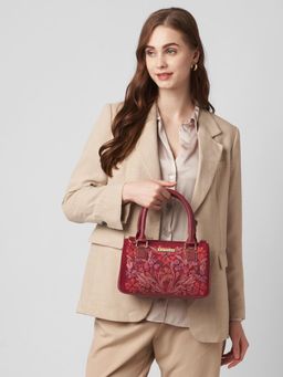 Caprese - Siji Trena Women Kashida Embroidery Satchel Bag with Detachable Strap