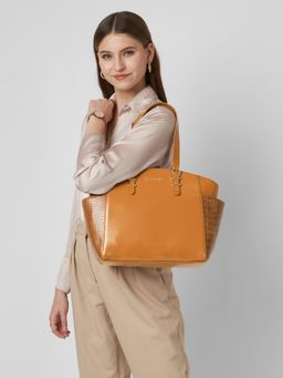 Caprese - Macie Women Solid Tote Bag Fits Up To 16-Inch Laptop for Office Use