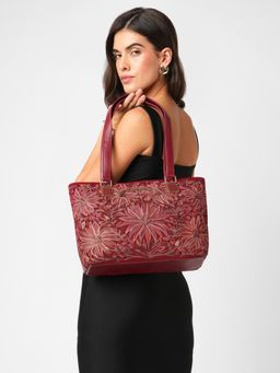 Caprese - Siji Trena Women Kashida Embroidery Tote Bag Fits Up To 15.6 Inch Laptop