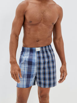 American Eagle - Men Blue Plaid Stretch Boxer Short