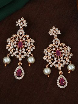 Estele - Rose Gold Plated CZ Charming Earrings with Pearls for Women