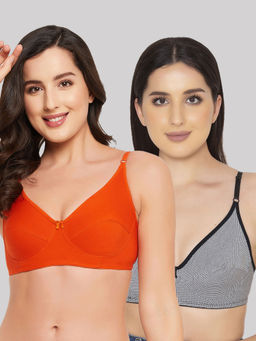 Clovia - Cotton Non-padded Non-wired Full Cup Printed Everyday Bra (pack Of 2)