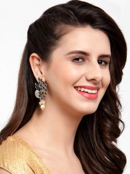 Anika's Creations - Anika's Creation Floral Design Meenakari Peacock Earrings