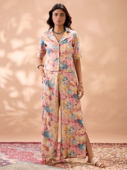 Globus - Women Multi Color Floral Print Notched Lapel Co-Ord Set