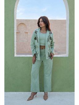AADEWS - Green Embroidered Blazer with Co-Ord Set