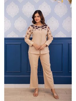 AADEWS - Chanda Beige Floral Embroidered Co-Ord Set