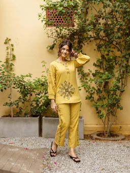 AADEWS - Harper Mustard Embroidered Co-Ord Set