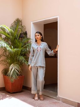 AADEWS - Hassle Grey Embroidered Co-Ord Set
