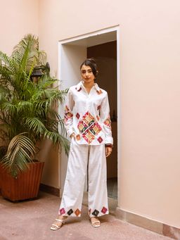 AADEWS - White Embroidered Leo Co-Ord Set