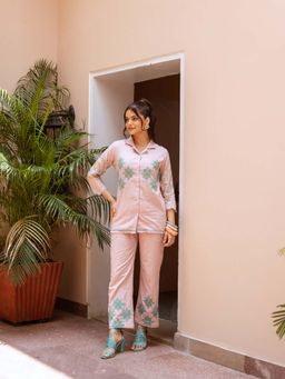 AADEWS - Pink Embroidered Nagma Co-Ord Set