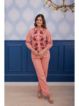 AADEWS - Veena Pink Floral Embroidered Co-Ord Set