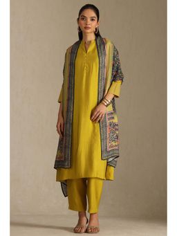 Soch - Light Green Silk Blend Woven Kurta with Pant and Printed Dupatta