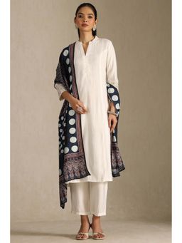 Soch - Off White Silk Blend Solid Kurta with Pant and Printed Dupatta