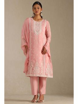 Soch - Blush Pink Chanderi Embroidered Kurta with Pant and Dupatta