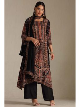 Soch - Black Crepe Ethnic Printed Kurta with Pant and Dupatta