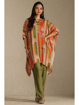 Soch - Green Chinon Floral Print Kaftan with Pant and Inner Slip