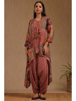 Soch - Red Muslin Printed Kurti with Jacket and Salwar