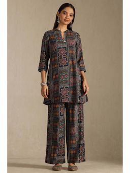 Soch - Navy Blue Viscose Muslin Ethnic Motifs Co-Ord Set