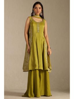 Soch - Green Tissue Zari Woven Sequined Kurta with Palazzo and Dupatta