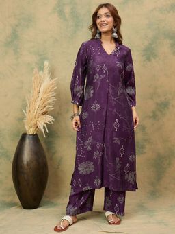 Varanga - Purple Bandhani Printed Co-Ord Set