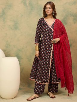 Varanga - Women Floral Printed Angarkha Kurta with Pant and Dupatta