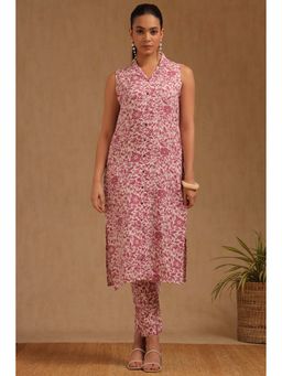 Soch - Pink Linen Floral Print Co-Ord Set