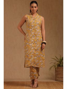 Soch - Yellow Linen Botanical Print Co-Ord Set