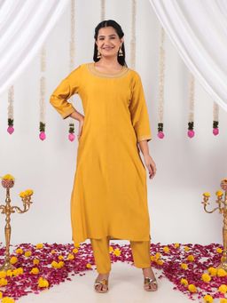 ARAMYA - Yellow Vertigo Straight Solid Co-Ord Set