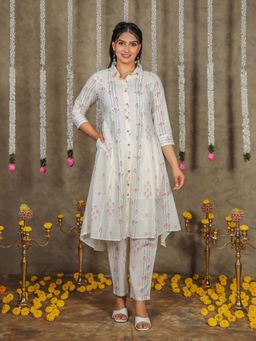 ARAMYA - Soft Cotton High Low Geometric Print Co-Ord Set