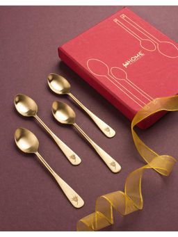 Fabindia - Golden Nazm Stainless Steel Dessert Spoon (Pack of 4)