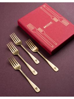 Fabindia - Golden Nazm Stainless Steel Dessert Fork (Pack of 4)
