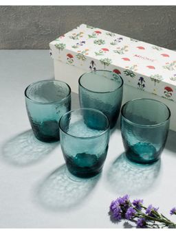 Fabindia - Teal Veda Blown Glass (Pack of 4)