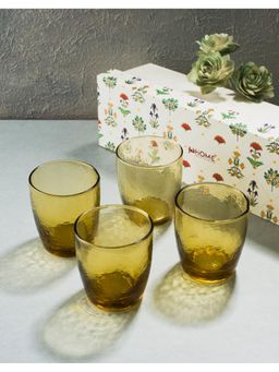 Fabindia - Yellow Veda Blown Glass (Pack of 4)