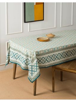 Fabindia - Teal Ambara Cotton Printed Table Cover