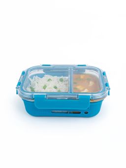 Glasafe - Borosilicate Glass Tiffin With Protective Silicone Sleeve (Blue) 580ml