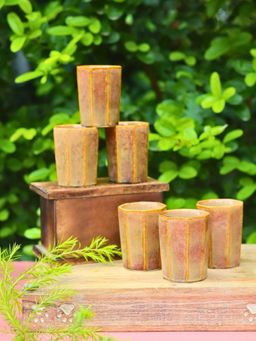 WEAVING HOMES - Mustard Chai Kulhad Drinkware Mug 100Ml (Pack Of 6)