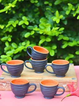 WEAVING HOMES - Black Torrent Chai Cup Drinkware Mug 170Ml (Pack Of 6)