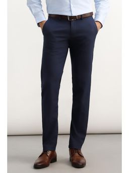 Allen Solly - Navy Blue Solid/Plain Formal Trousers
