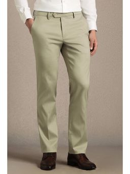 Louis Philippe - Olive Solid/Plain Formal Trousers