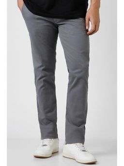 Peter England - Grey Solid/Plain Casual Trousers