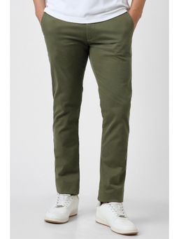 Peter England - Olive Solid/Plain Casual Trousers