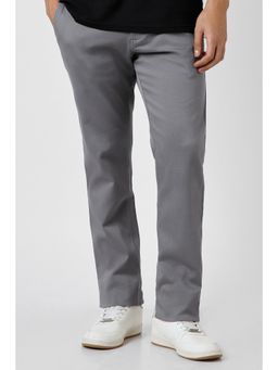 Peter England - Grey Textured Casual Trousers