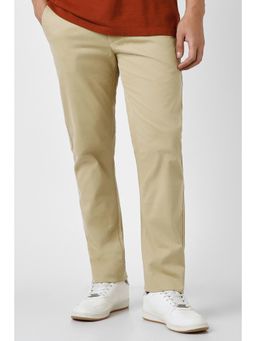 Peter England - Khaki Solid/Plain Casual Trousers