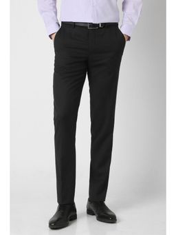 Peter England - Black Textured Formal Trousers