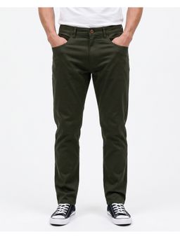 SILISOUL - Men Dark Olive Regular Fit Solid Pants