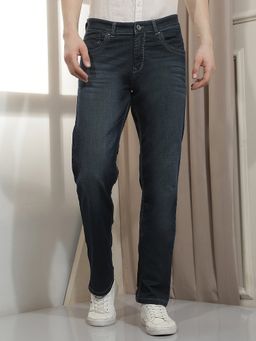 CRIMSOUNE CLUB - Men Navy Blue Straight Jeans