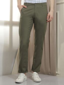 CRIMSOUNE CLUB - Men Olive 100% Cotton Pants